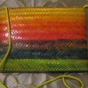 Multi Colored Straw Shoulder Bag